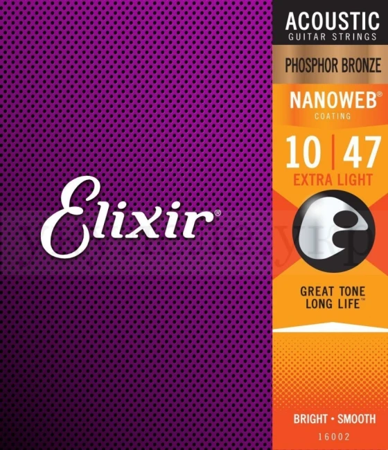 Elixir 16002 Nanoweb Phosphor Bronze Extra Light 10/47 (PB NW EL)