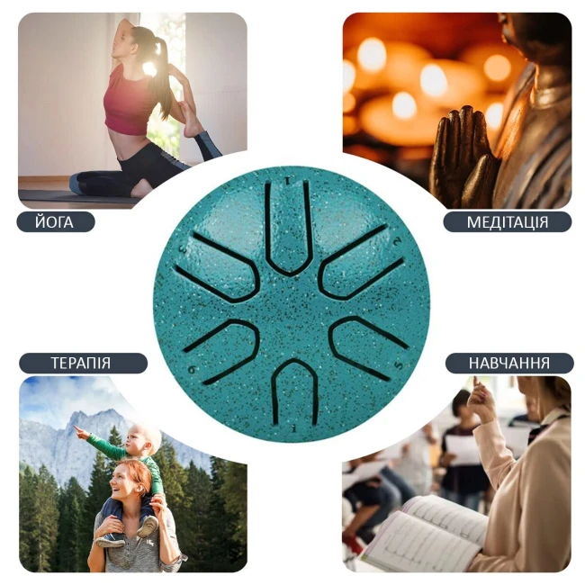 Глюкофон Overtone Steel Tongue Drum 3 Inch 6-Tone Green