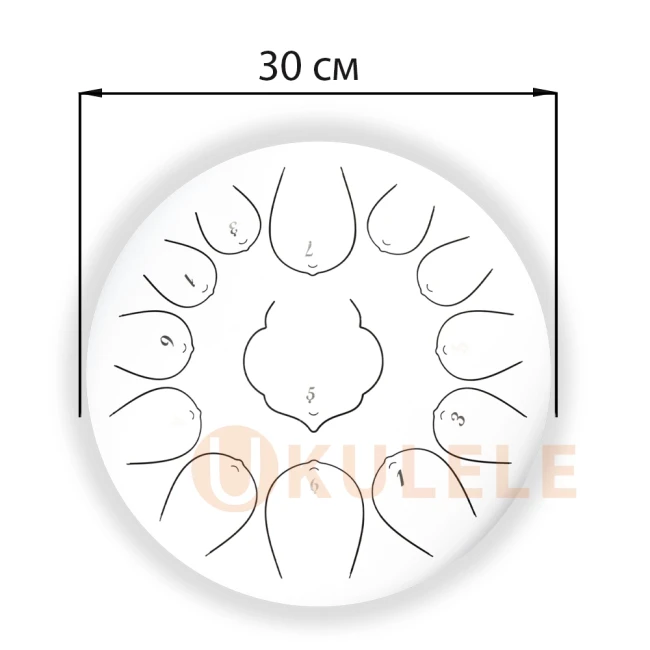 Глюкофон Hluru Huashu THD13-12 White 12" (30см) 13 нот Tongue Drum Carbon Steel
