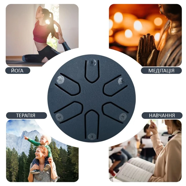 Глюкофон Overtone Steel Tongue Drum 3 Inch 6-Tone Navy Blue