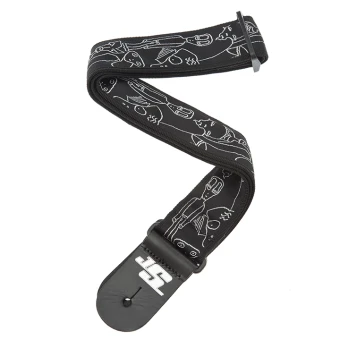 D'Addario 50JS05 Joe Satrani Woven Guitar Strap (Silver Sketches)