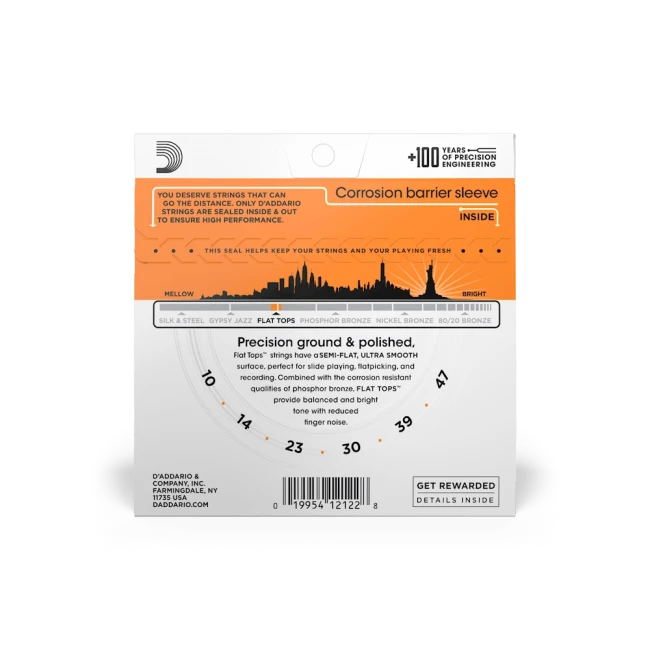 D'Addario EFT15 Flat Tops Phosphor Bronze Extra Light 10-47