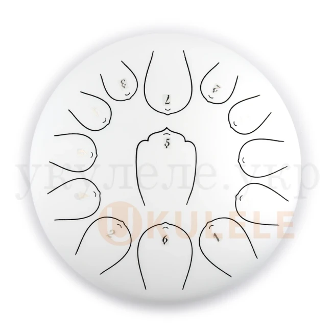 Глюкофон Hluru Huashu THL13-12 White 12" (30см) 13 нот Tongue Drum Carbon Steel