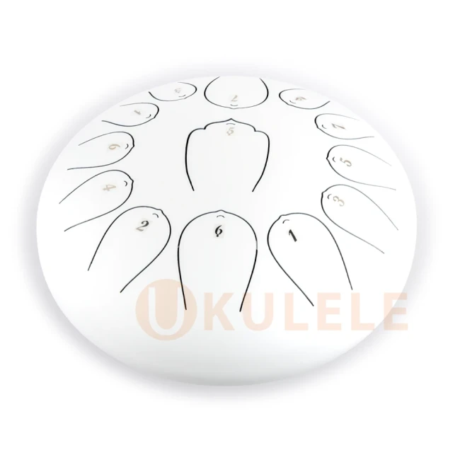 Глюкофон Hluru Huashu THL13-12 White 12" (30см) 13 нот Tongue Drum Carbon Steel