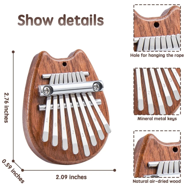 Overtone Mini Kalimba 8 Keys Sapele Cat