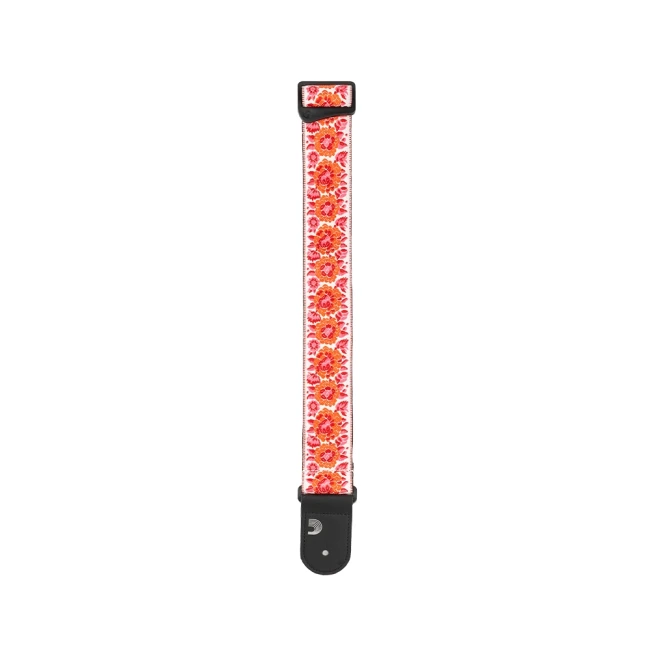 D'Addario 50PCLV00 Peace & Love Woven Guitar Strap - Pink and White
