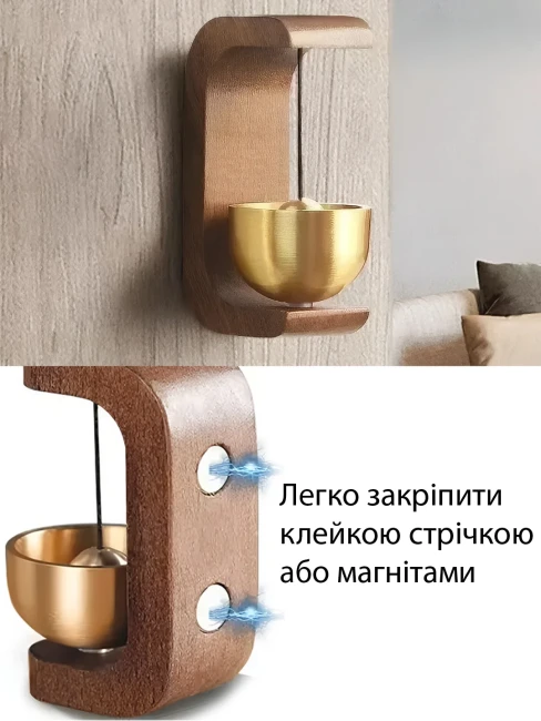 Дерев'яні дзвіночки для дверей Overtone Walnut Wood Doorbell Chimes Дерев'яні дзвіночки для дверей Overtone Walnut Wood Doorbell Chimes