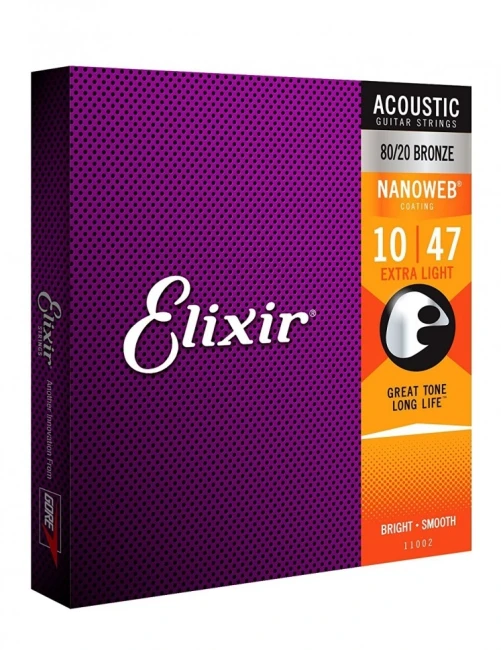 Elixir 11002 Nanoweb 80/20 Bronze Extra Light 10/47 (AC NW EL) Elixir 11002 Nanoweb 80/20 Bronze Extra Light 10/47 (AC NW EL)