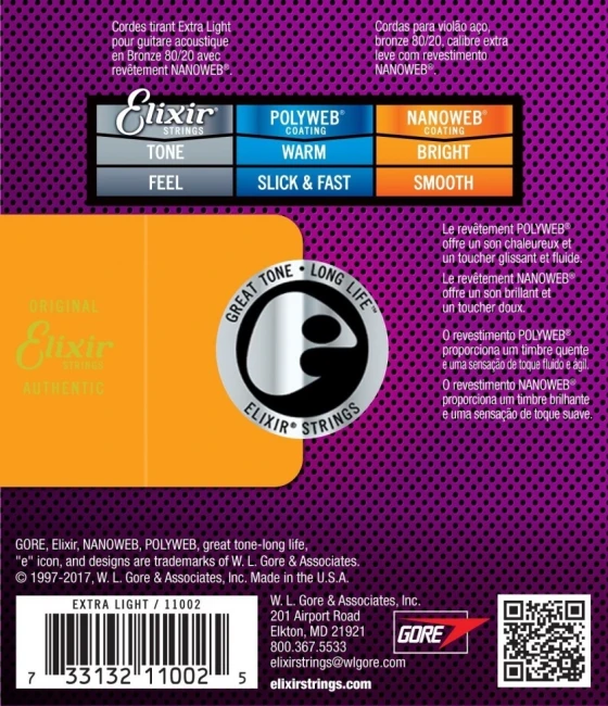 Elixir 11002 Nanoweb 80/20 Bronze Extra Light 10/47 (AC NW EL) Elixir 11002 Nanoweb 80/20 Bronze Extra Light 10/47 (AC NW EL)