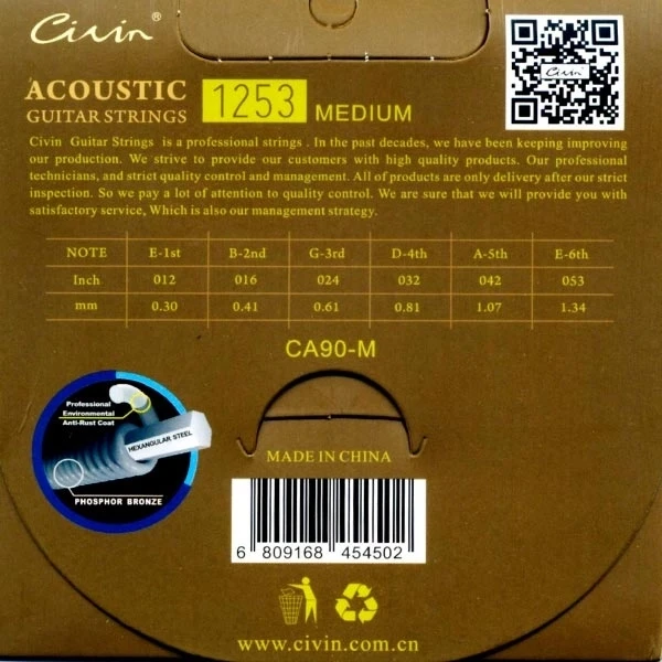Civin CA90 M Phosphor Bronze Medium (American Imported) 12/53 Civin CA90 M Phosphor Bronze Medium (American Imported) 12/53