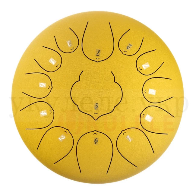 Глюкофон Hluru Huashu THD13-12 Golden 12" (30см) 13 нот Tongue Drum Carbon Steel