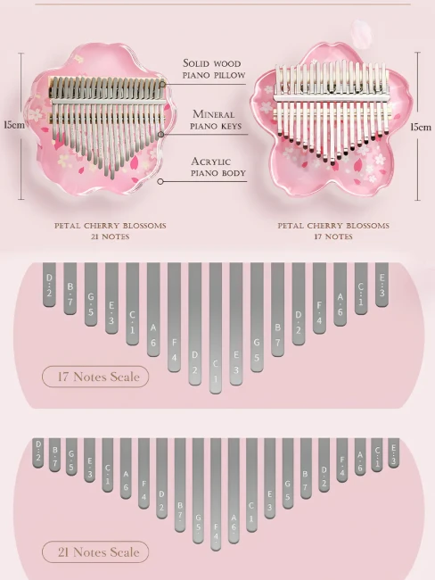 Калімба Hluru Huashu KHPS21 Printing Sakura Acrylic (21 нота)