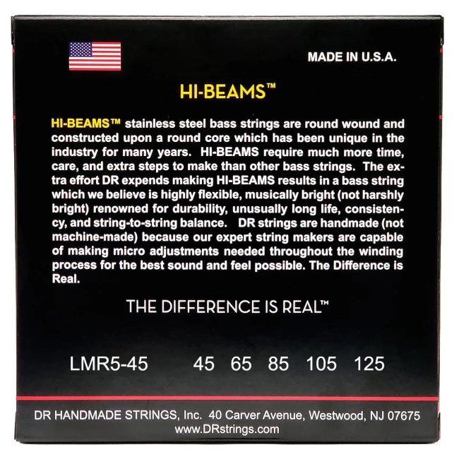 DR LMR5-45 HI-BEAM Bass - Medium - Long Scale - 5-String 45-125