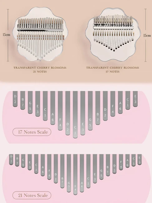Калімба Hluru Huashu KHTF21 Transparent Sakura Acrylic (21 нота) Калімба Hluru Huashu KHTF21 Transparent Sakura Acrylic (21 нота)