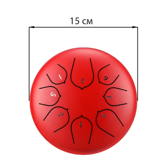 Глюкофон Hluru Huashu THD8-6 Red 6" (15см) 8 нот Tongue Drum Carbon Steel