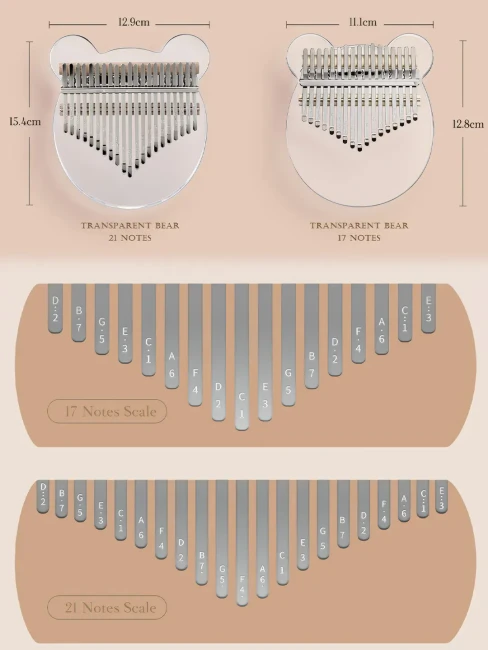 Калімба Hluru Huashu KHTB17 Transparent Bear Acrylic (17 нот)