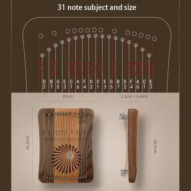 Hluru Kalyre 31 strings Cherrywood ＆ Black Walnut