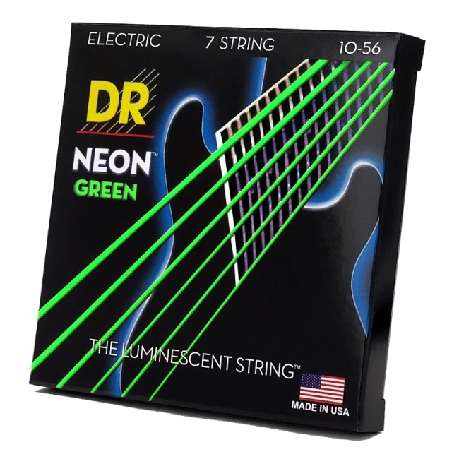 DR NGE7-10 NEON Geen Electric - Medium 7-String 10-56