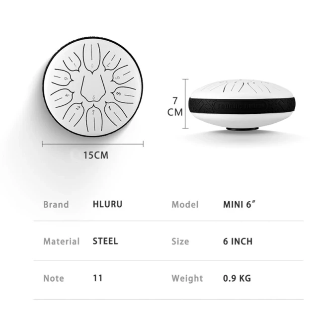 Глюкофон Hluru Huashu TSL11-6 Red 6" (15см) 11 нот Tongue Drum Carbon Steel