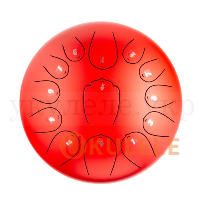Глюкофон Hluru Huashu THL13-12 Red 12" (30см) 13 нот Tongue Drum Carbon Steel