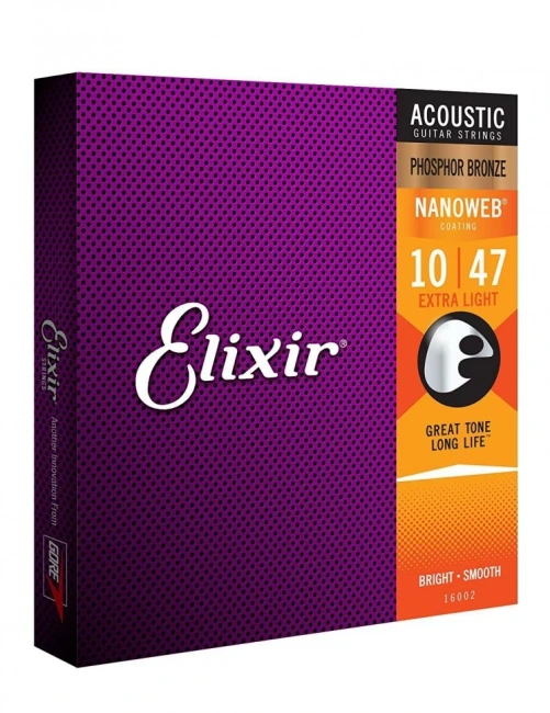 Elixir 16002 Nanoweb Phosphor Bronze Extra Light 10/47 (PB NW EL) Elixir 16002 Nanoweb Phosphor Bronze Extra Light 10/47 (PB NW EL)