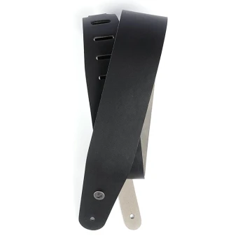 D'Addario 25L00-DX Deluxe Leather Guitar Strap (Black)
