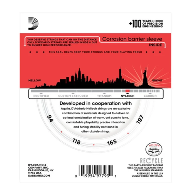 Струны для укулеле бас D'Addario EJ88UB Nyltech Ukulele Bass