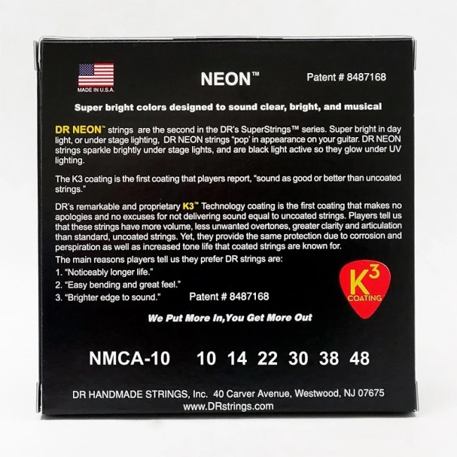 DR NMCA-10 NEON Multi-Color Acoustic - Extra Light 10-48 DR NMCA-10 NEON Multi-Color Acoustic - Extra Light 10-48