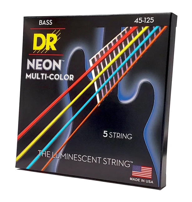 DR NMCB5-45 NEON Multi-Color Bass - Medium - 5 String 45-125