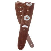 D'Addario 25SSC01 Deluxe Leather Guitar Strap (Conchos, Brown)