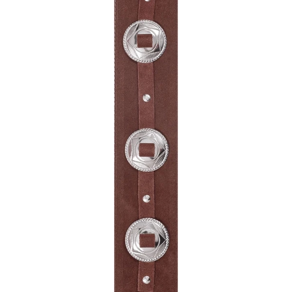 D'Addario 25SSC01 Deluxe Leather Guitar Strap (Conchos, Brown)