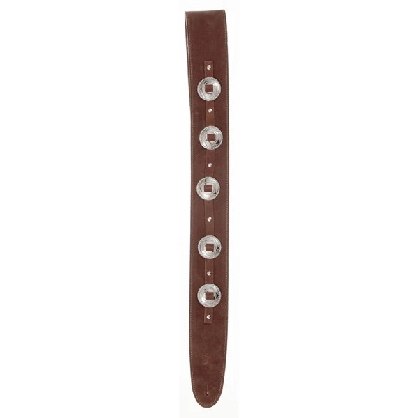 D'Addario 25SSC01 Deluxe Leather Guitar Strap (Conchos, Brown)