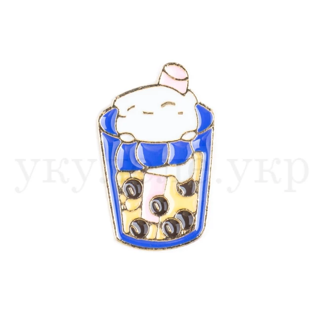 Металевий значок брошка, пін з металу "Bubble tea" (pin0026)