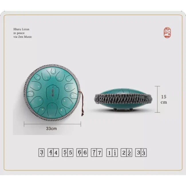 Глюкофон Hluru Huashu THL15-13 Lavander 13" (33см) 15 нот Tongue Drum Carbon Steel