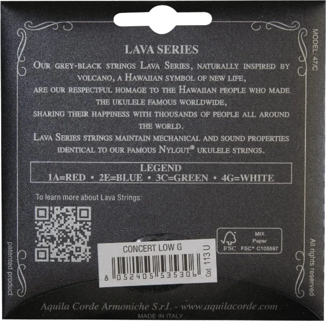 Струни для укулеле Aquila 113U Lava Concert Low G Ukulele Strings Струни для укулеле Aquila 113U Lava Concert Low G Ukulele Strings