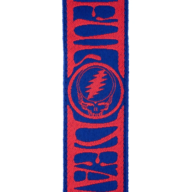 D'Addario 50GD00 Grateful Dead Guitar Strap - Steal Your Face, Red/Blue