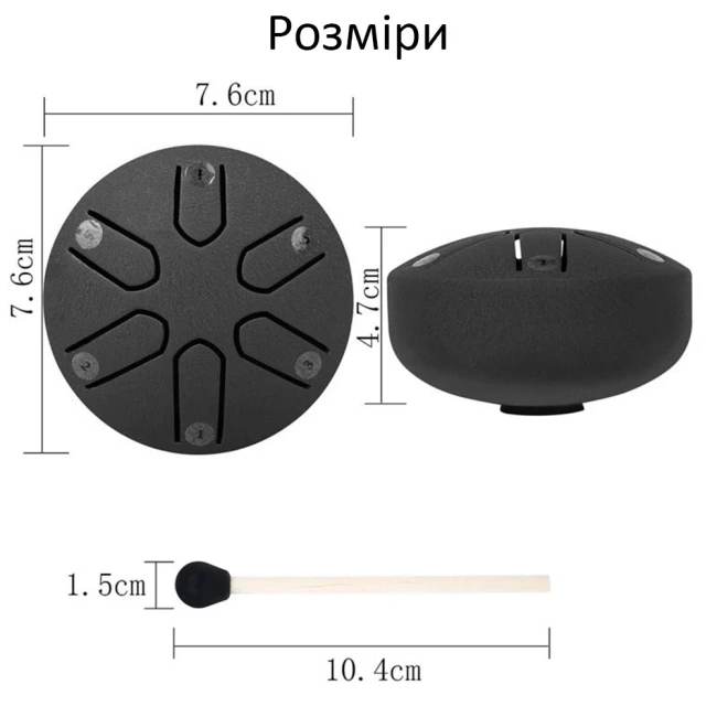 Глюкофон Overtone Steel Tongue Drum 3 Inch 6-Tone Golden